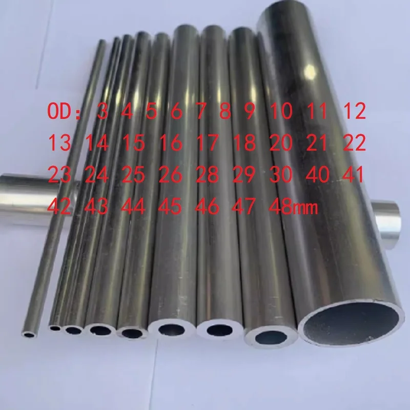 Aluminium Tube OD 3 4 5 8 10 12 15 16 18 20 22 24 25 26 28 30 40 41 42 43 44 45 46 47 48mm Round 6061 Aluminum Alloy Metal Pipe