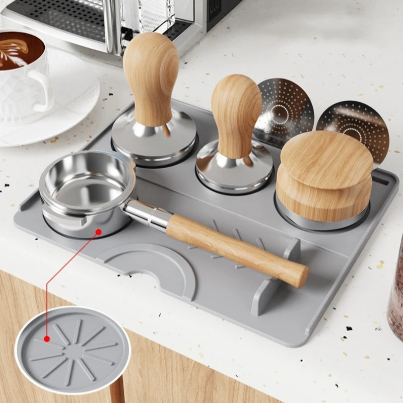 Estera gruesa para café expreso, almohadilla de soporte antideslizante de silicona de calidad alimentaria, herramienta de prensa para café en casa, oficina, Bar, tienda, accesorio de café