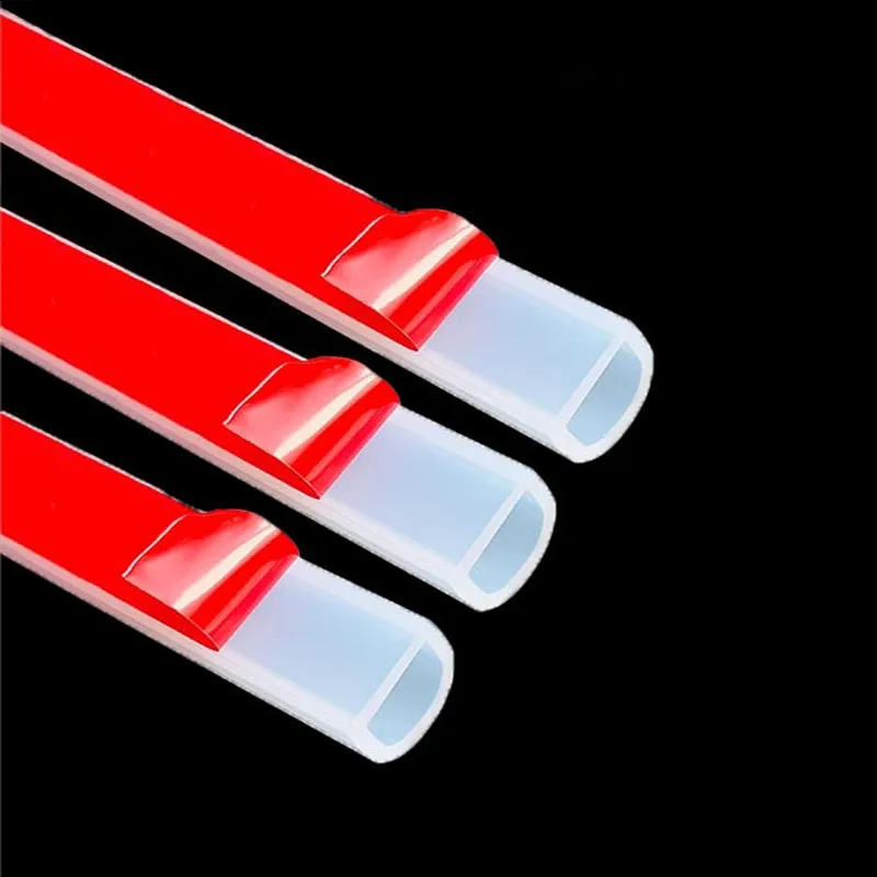 2-10M D Shape Silicone Rubber Sealing Strip Semi Circle Hollow High Temperature Self Adhesive Door Window Sound Insulating Strip