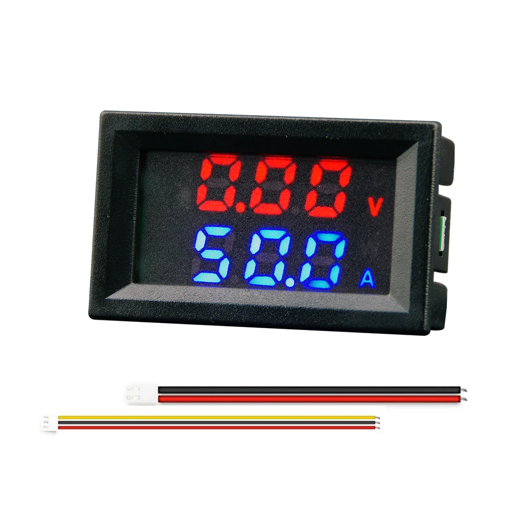 Voltímetro digital e amperímetro Dual LED Display, Detector de corrente de tensão, Multifuncional Amp Tester, Instrumento Ferramenta, 10A, 50A, 100A