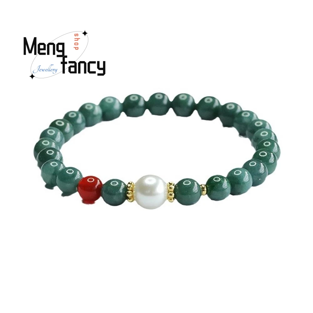 Natural A-goods Jadeite Exquisite Elegant Simple High-grade Bracelet Blue Water Jadeite Bracelet Luxury Quality Fashion Jewelry