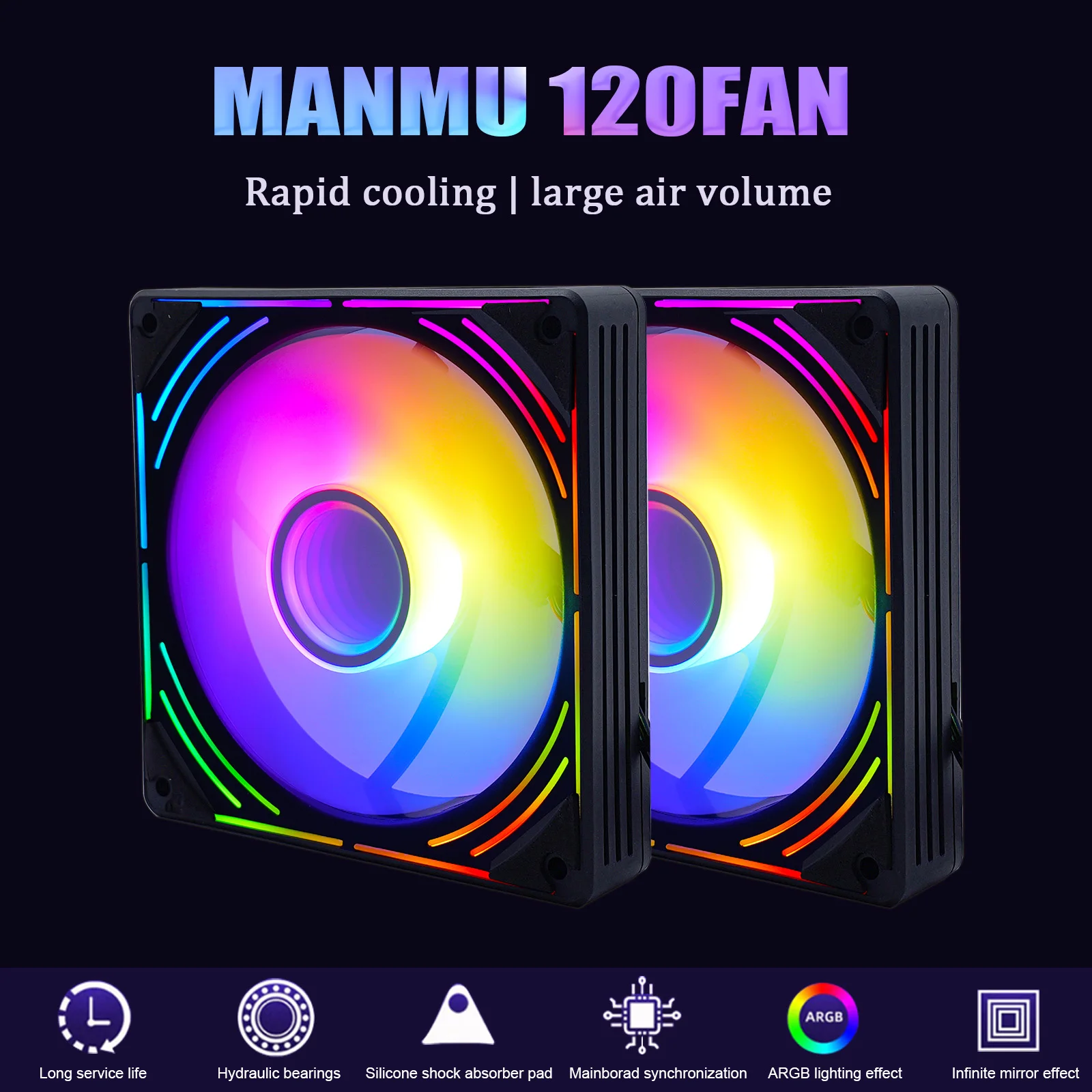MANMU 120mm  Computer Case Fan Case Rgb Cooler Pc  CPU Cooler Radiator Cooling Gaming pc Fan with 5V3pin