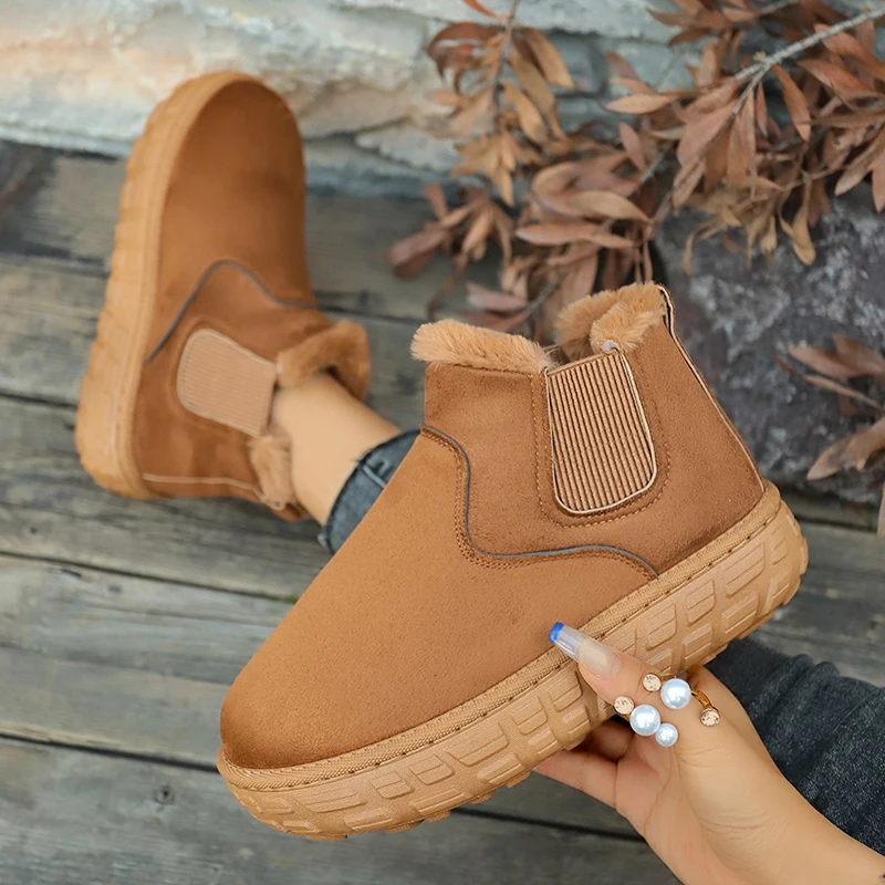 

Новые женские уличные ботильоны, удобные ботинки на нескользящей платформе, модная повседневная зимняя обувь с круглым носком, женская обувь Zapatos De Mujer