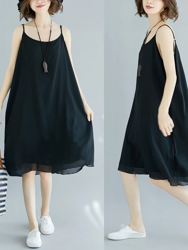 plus Size Women's Summer Faion Slimming Inner Wear Tank Top Skirt Midi Dr Airy Chiffon Base Layer Clothing