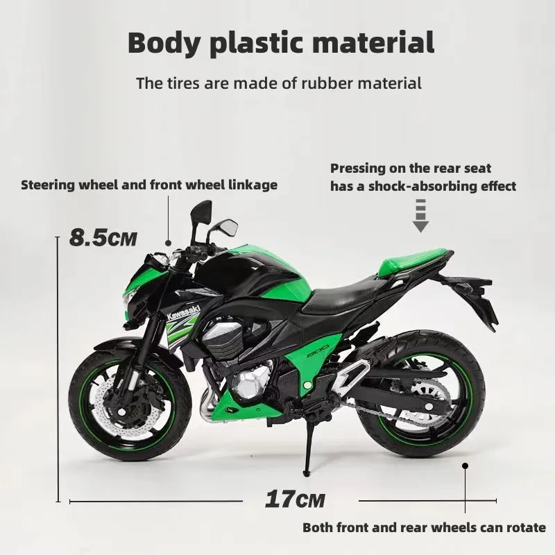 1/12 Kawasaki Ninja Z800 Racing Cross-country Motorcycle Model Simulation Metal Toys Motorcycle Model Collectible Childrens Gift