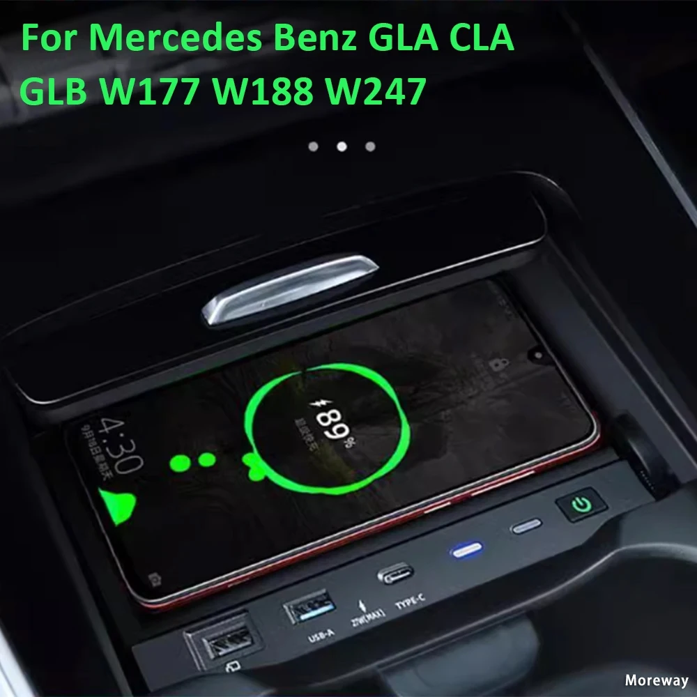 

Беспроводное зарядное устройство Moreway для Mercedes Benz W177 W188 W247 2020 EQA EQB, быстрая зарядка, держатель для телефона, зарядная панель, аксессуар для салона автомобиля