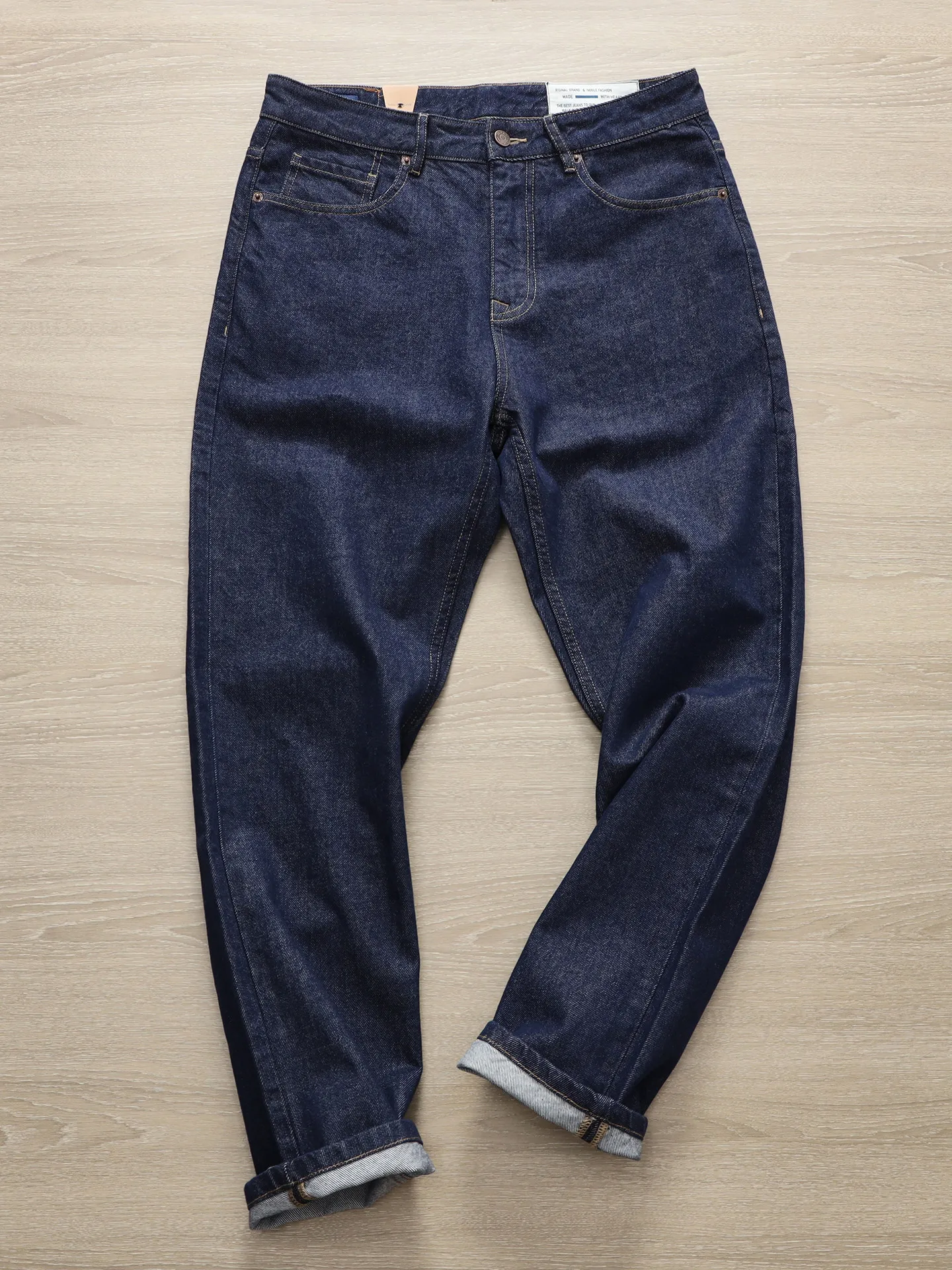 

Осень и зима, новые классические синие джинсы в американском стиле ретро, мужские простые высококачественные прямые повседневные брюки из 100% хлопка