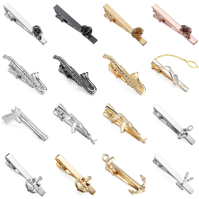 Classic men\'s and women\'s tie clip high-quality Love Rose Anchor Sax Music clip business suit shirt accessories jewelry gifts