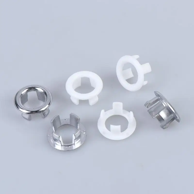 10PCS ABS Plastic Bathroom Kitchen Basin Sink Overflow Cover Ring Insert Replacement Chrome Hole Round Drain Cap Basin Accessory