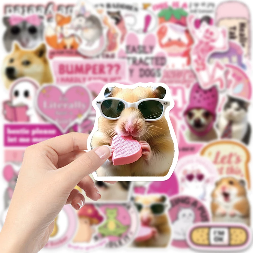 

10/30/50pcs Cute Pink Funny Animal MEME Creative Stickers Waterproof Graffiti Guitar Motorcycle Laptop Aesthetic DIY Toy Sticker
