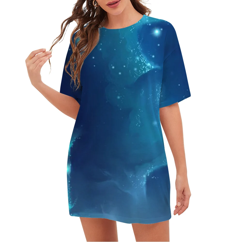 

CLOOCL Casual Women T-shirt Pisces Pattern 3D Printed Crew Neck Short Sleeve Tees Female Oversized Blue T-shirts Drop Shipping