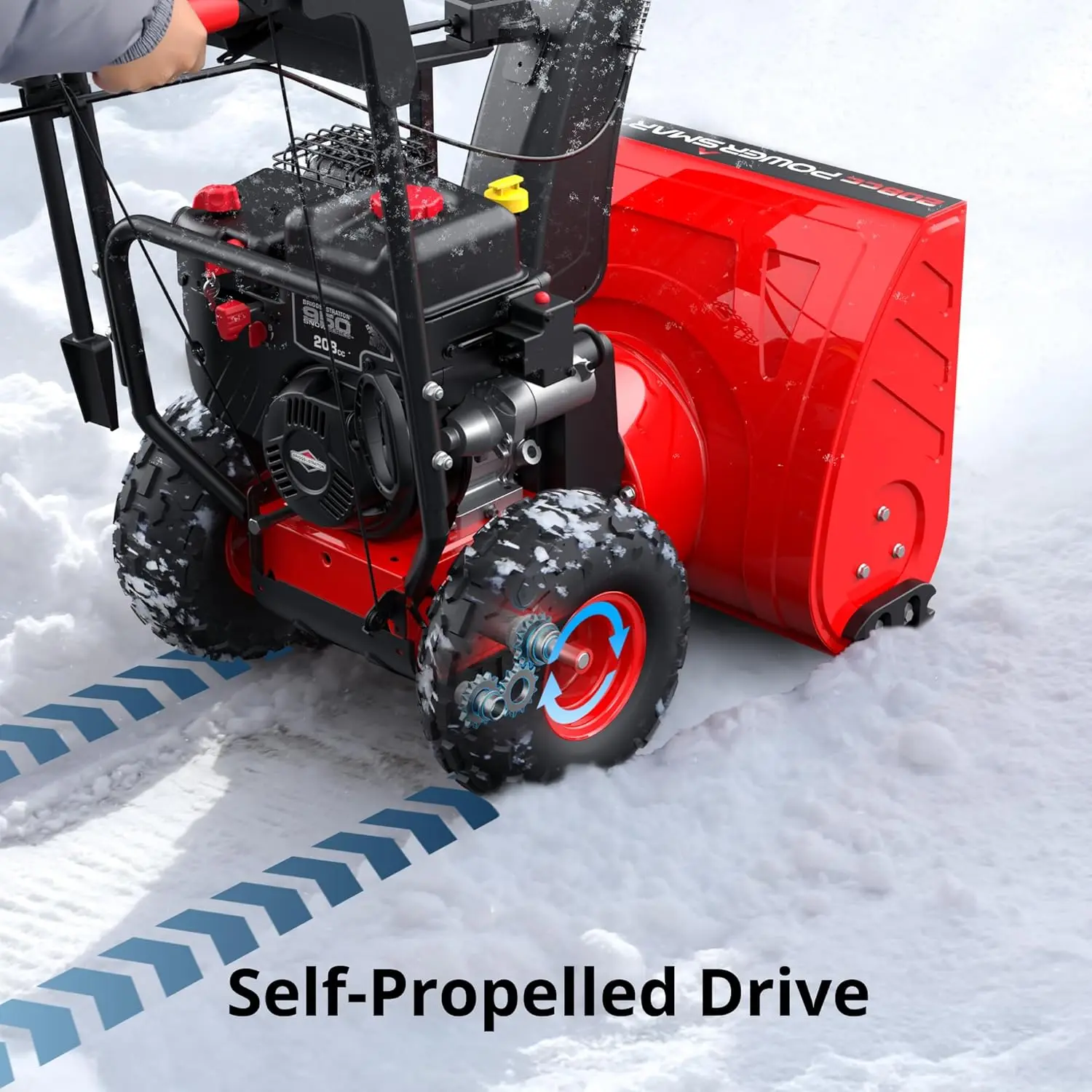 24-Inch Self-Propelled Gas Snow Blower, Powered by B&S 208cc Engine, Electric Start, 13-Inch Snow Tires, Handle