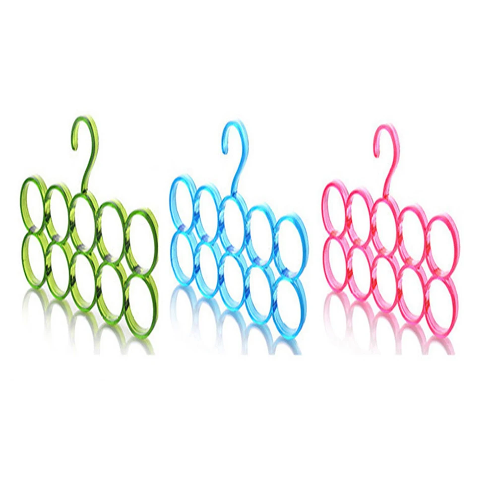 

10 Rings Coat Hanger Belt ganizer Round Scarf Display Slots Holder Red Bathrobe Clothes Non Slip Space Saver Storage Solution