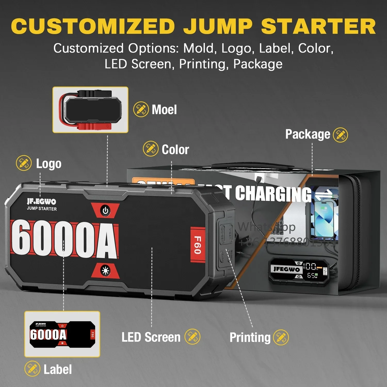 6250A Powerful Emergency Car Jump Starter Kit Car Battery Charger 28000mAh Quick Car Starting Jumper Pack Boost Plus Jumping Box