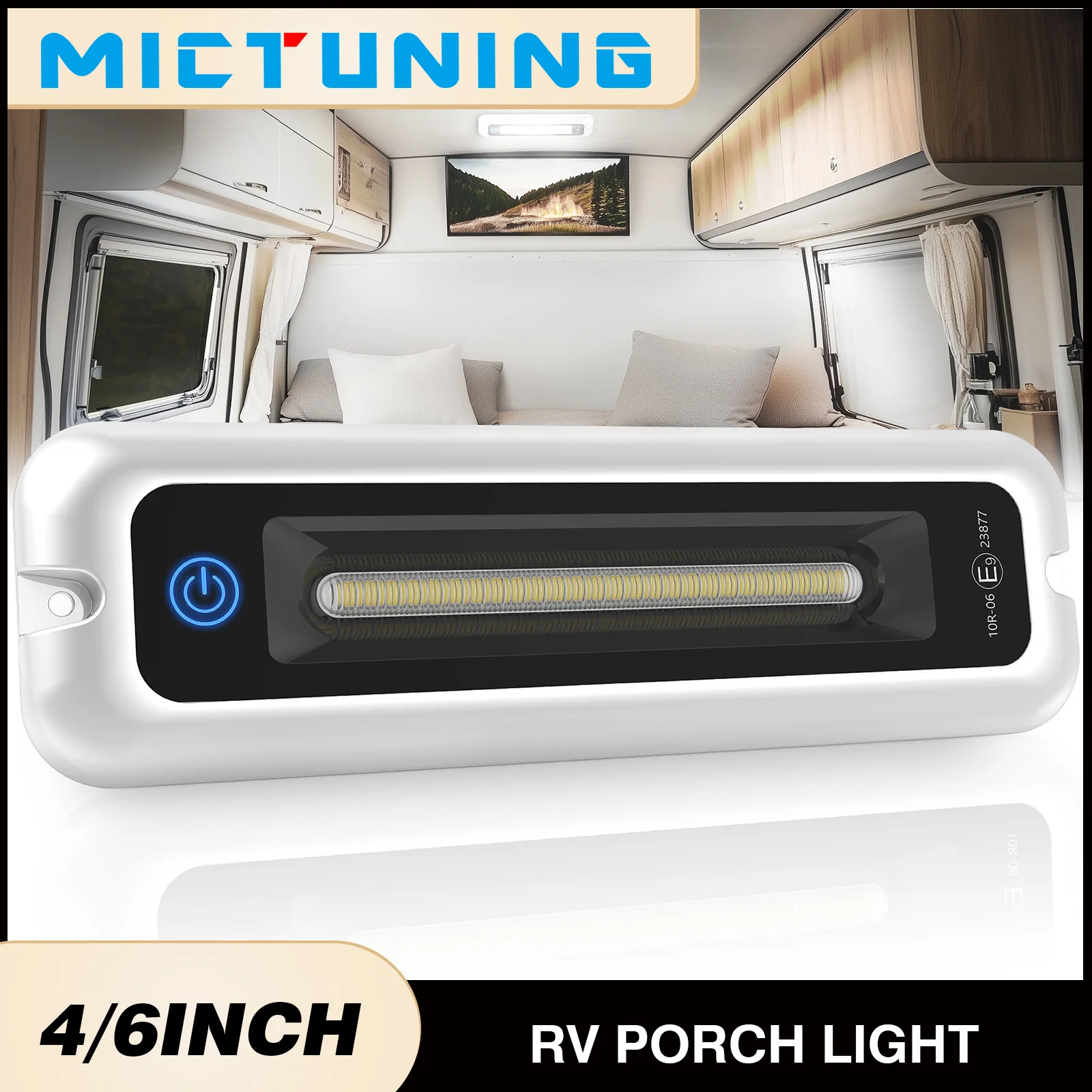 

MICTUNING 4/6 Inch Interior RV Porch Light,Smart Touch Screen LED Utility Awning White 6000K Outdoor Lights,IP68 Waterproof