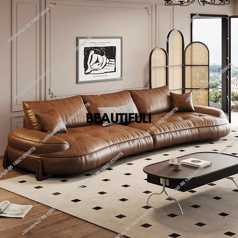 

Wood Brown European Sofas Waterproof Armrest Luxury Floor Lounges Couch Puffs Nordic Designer Divani 2 Posti Unique Furniture