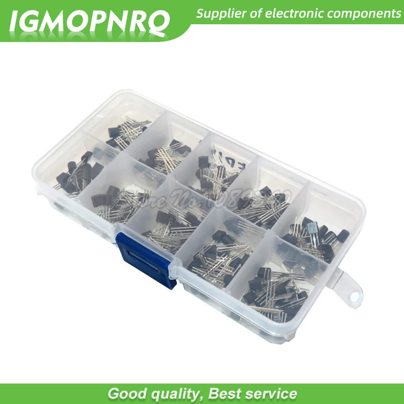 10value*20pcs 200PCS BC337-25 BC327-25 2N2222 2N2907 2N3904 2N3906 S8050 S8550 A1015 C1815 Transistor Assortment Kit with box — 2