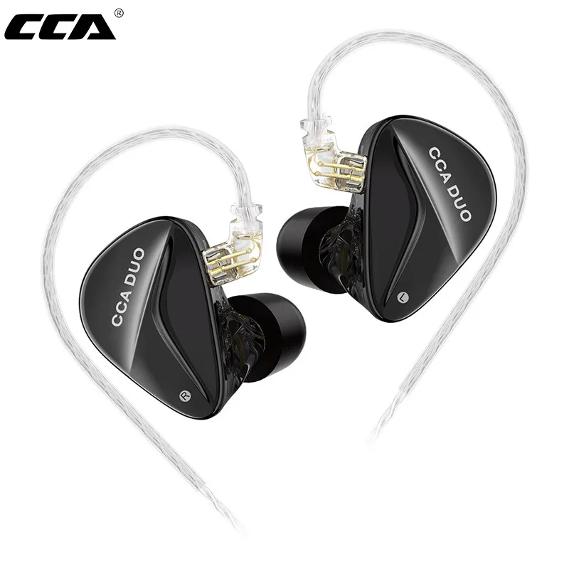 

CCA DUO IEM Earphone 2DD Dynamic Drivers HiFi Bass Stereo Noise Isolating Wired Earbuds Headphones with 2Pin Detachable Cable