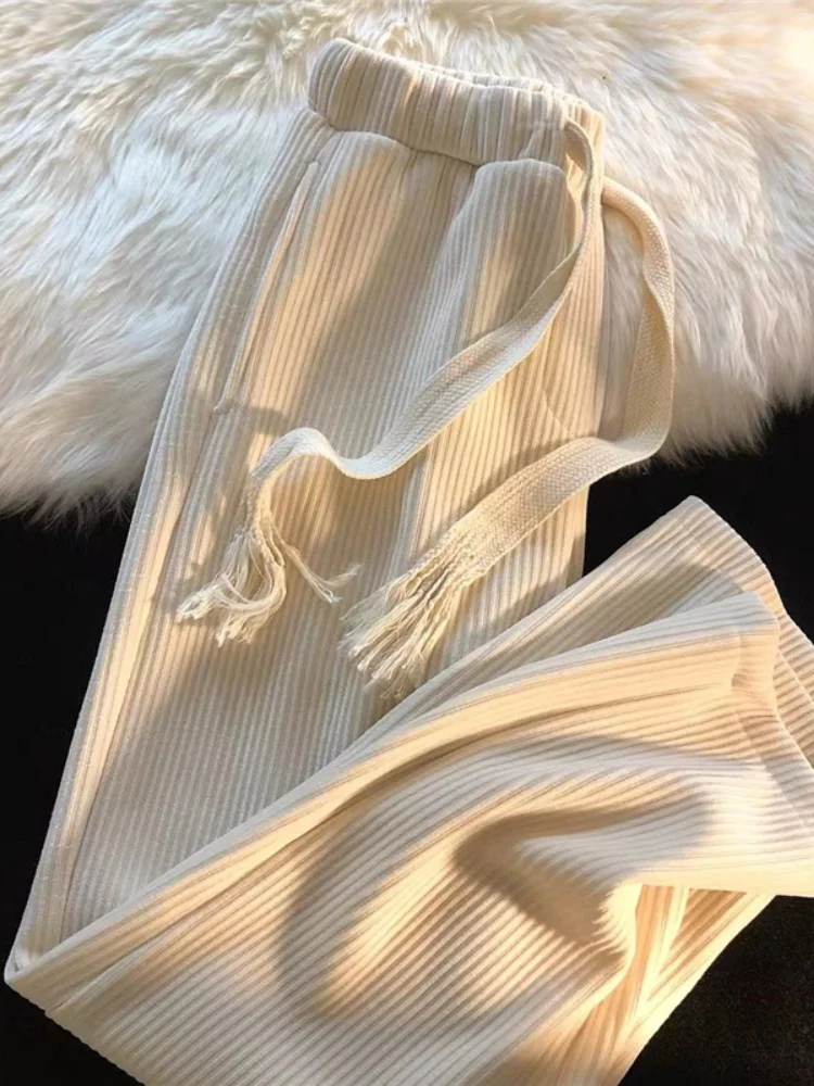 

Винтажные мужские вельветовые брюки свободного прямого кроя в корейском стиле, широкие длинные брюки с высокой талией, дышащие, для весны и осени