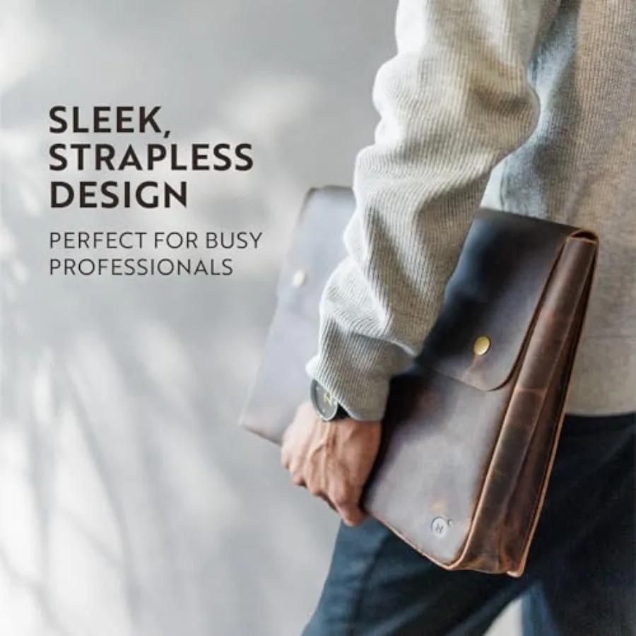 Moonster Organizer per cartelle in pelle pieno fiore per uomo Spaziosa custodia per laptop Folio in pelle per laptop 13 14 15 e tablet