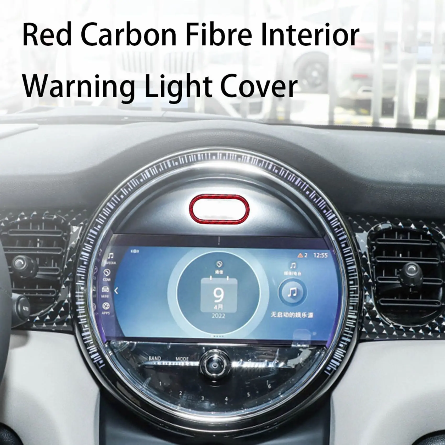 Fibra de carbono Interior aviso luz tampa, Mini Cooper F55, F56, countryman, F60, vermelho