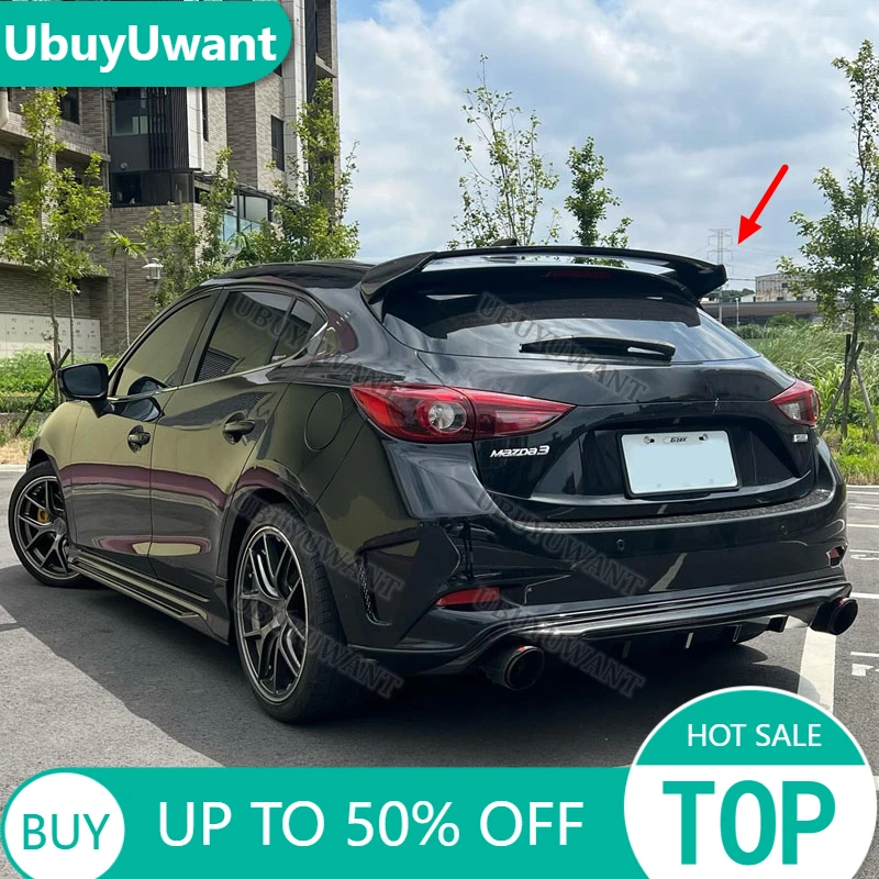 For Mazda 3 AXELA GEN 3 Carbon Fiber Car Rear Roof Spoiler 2014 2015 2016 2017 2018 2019