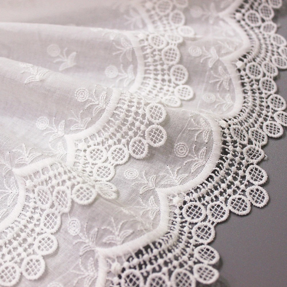 1 Yard White Lace Fabric Double Layer Mesh Lace Trim DIY Garment Accessories 22CM Wide