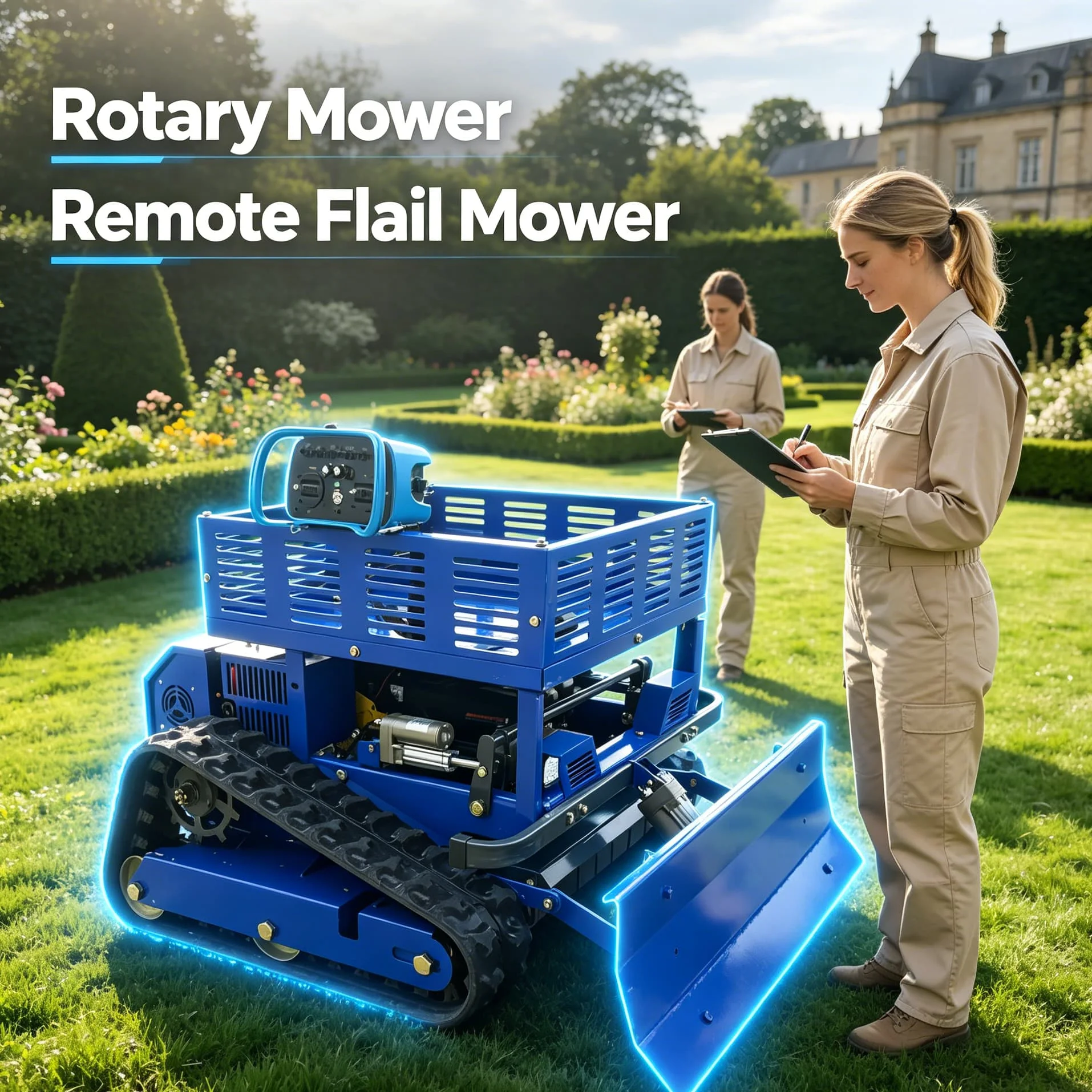 Customized Intelligent Crawler flail mower rotary grass Mower, Petrol Remote Control Mower Built For Private Home Garden Use