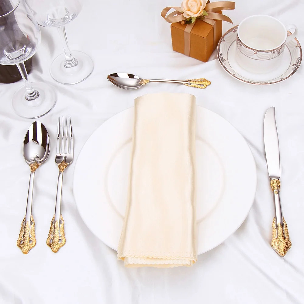 4/8/12/16/20/24 PCS Gold 18-10 Stainless Steel Flatware Set Unique Cutlery Set Wedding Tableware Fork Spoon Knives Silverware