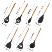 7pcs Silicone Kitchenware Non-Stick Cookware Kitchen Utensils Set Spatula Shovel Wooden Handle Cooking Tool Set 3