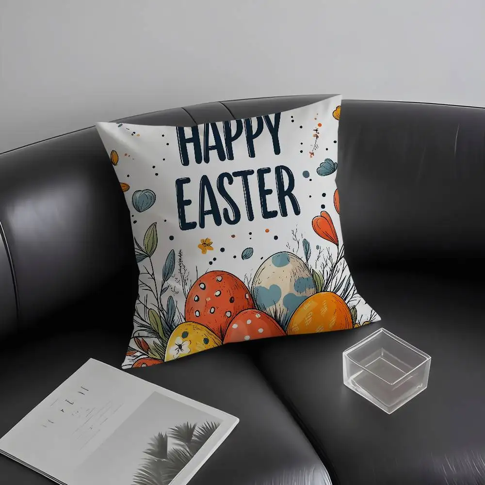 Classics Happy E-easter Pillow Case Plush Fabric Soft Pillowcase Double Sided Print Cushion Cover Household Gifts