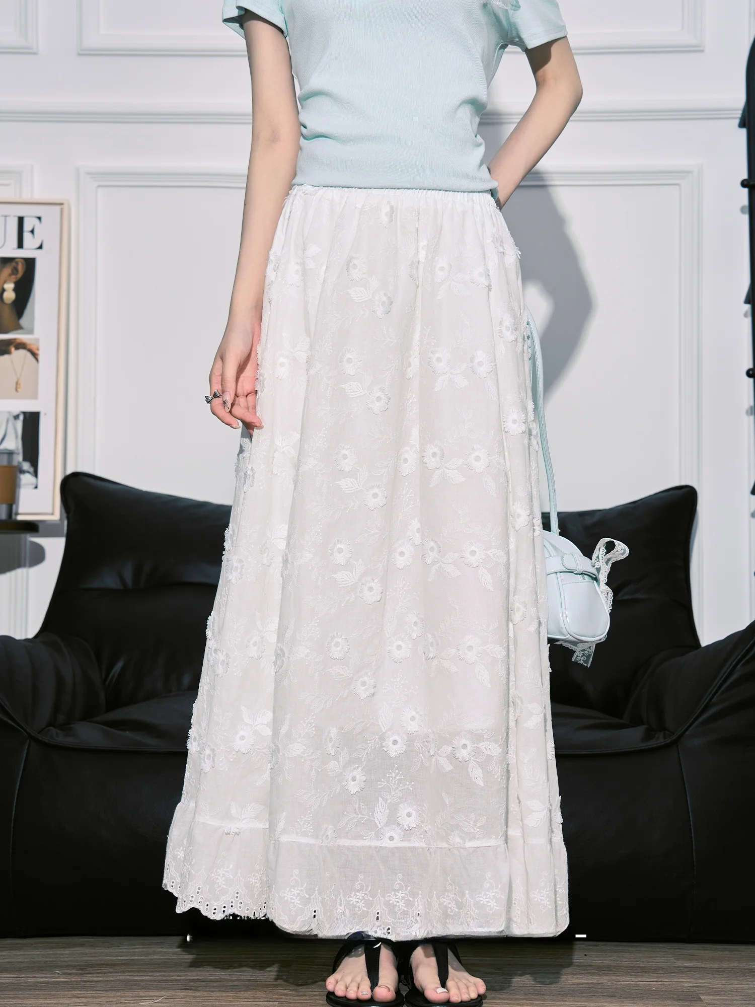 

Летняя женская юбка миди с завышенной талией, А-силуэт, свободного кроя, однотонная, повседневная, элегантная