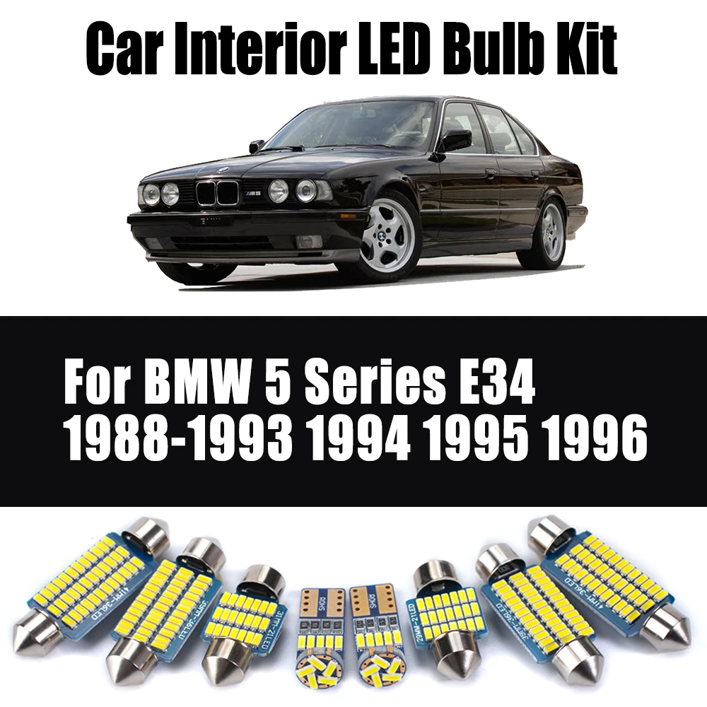 

Комплект из 19 светодиодных ламп Canbus для BMW 5 серии E34 (1988-1996): освещение салона, карманов, багажника, зеркала
