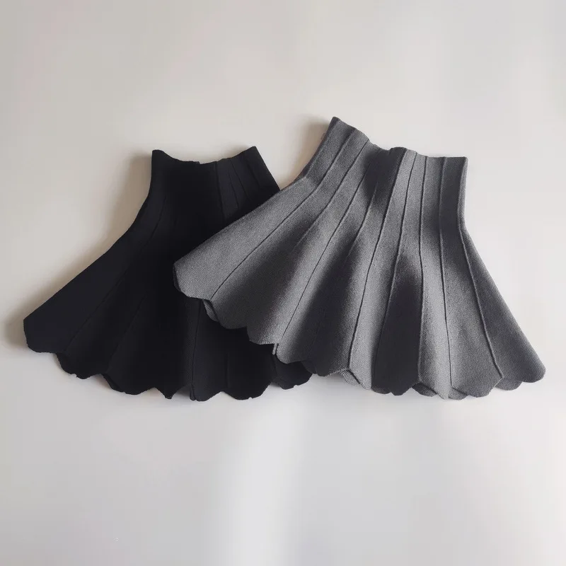 2023 Autumn And Winter New Products Children's Knitted Skirt Wavy Tutu Skirt Girls Thick Ruffled Umbrella Skirt