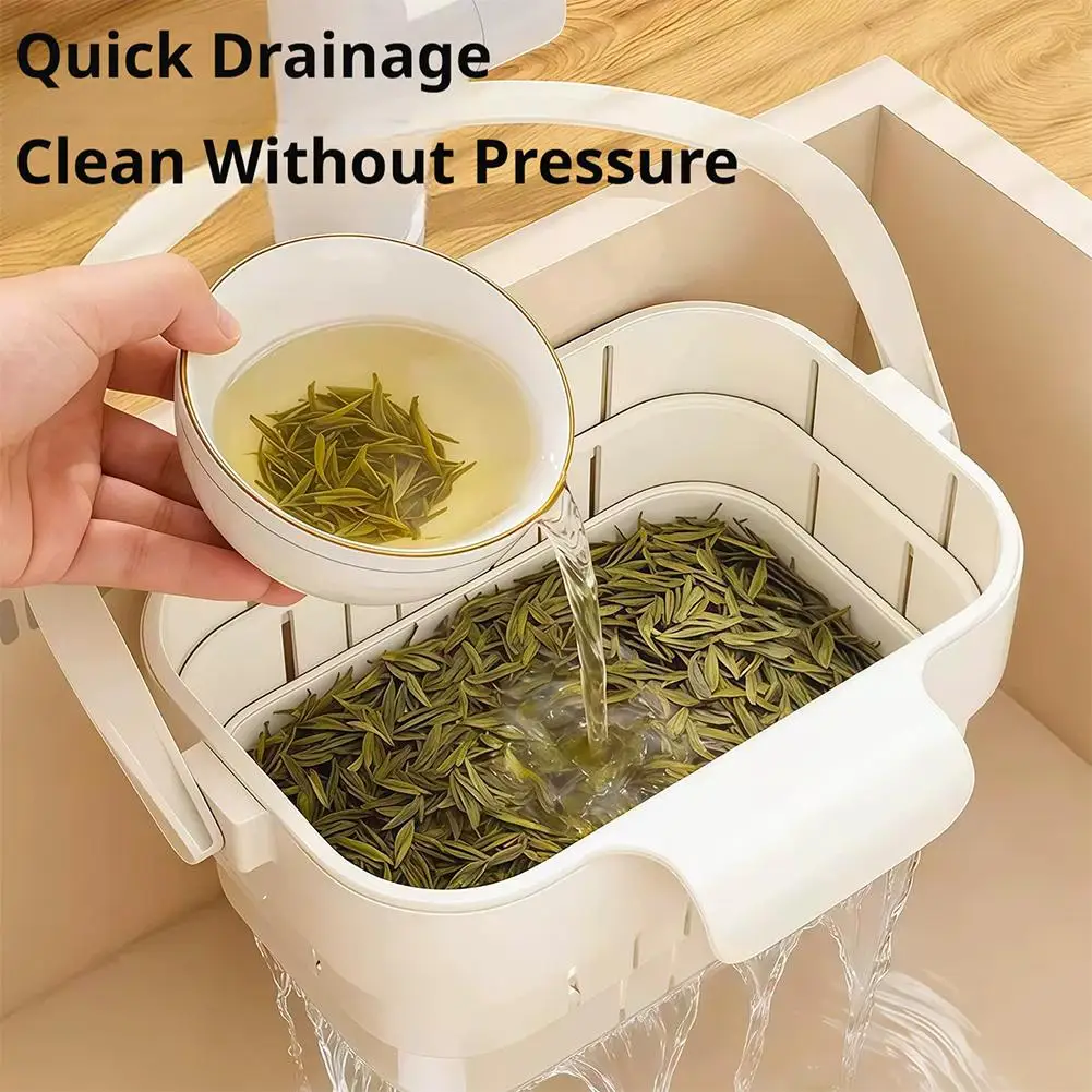 Telescopic Hanging Sink Drain Basket Folding Kitchen Rack for Food Separation Filtering And Leftovers Pouring