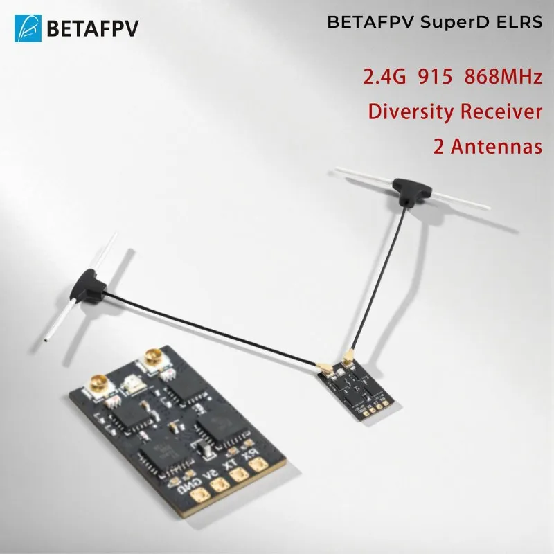 

1/2 PCS BETAFPV SuperD ELRS Receiver 2.4G/915MHz/868MHz | Diversity 2T Antennas ExpressLRS RX for FPV Long Range Freestyle Drone