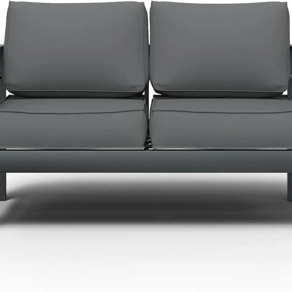 

Grey Outdoor Loveseat Set with 5 Cushions and Waterproof Covers for Patio Garden