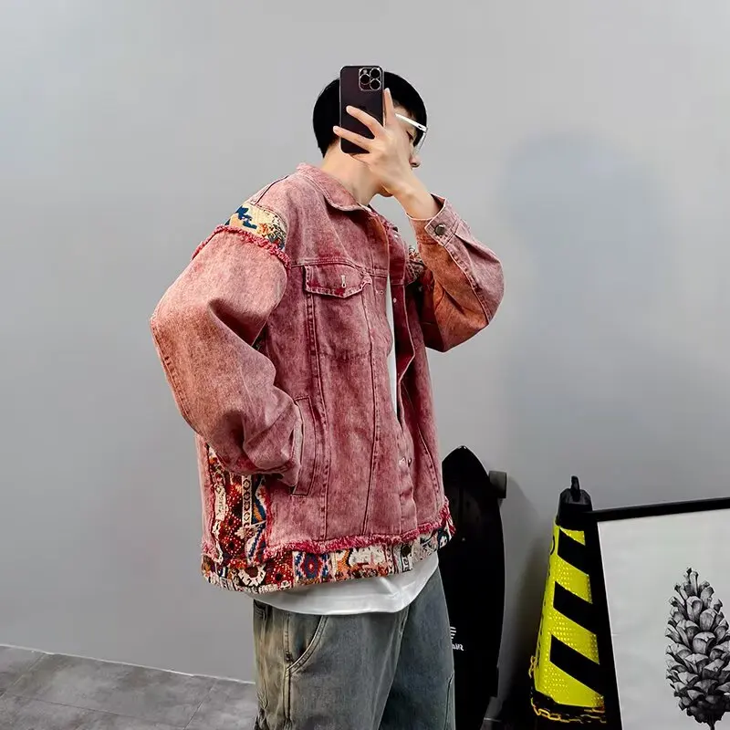 الرجعية الأمريكية بارد Dir الوردي Waed الزي الرجال الجينز Jaet ربيع الخريف الشباب Faion الوقوف صالح طويل Sve البيسبول...