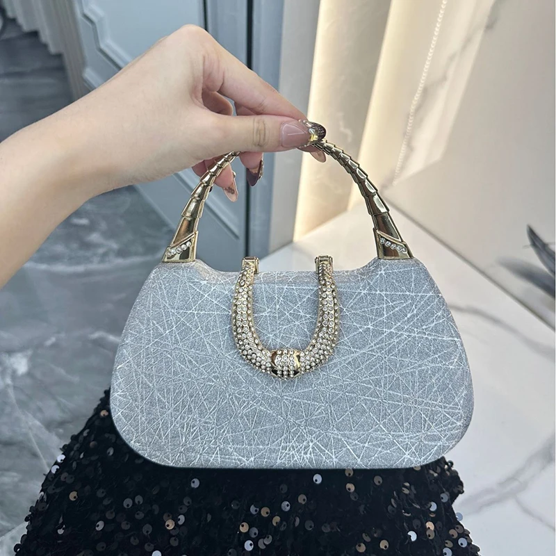 

Женская роскошная вечерняя сумка со стразами, U-образная сумка с пряжкой, сверкающая вечерняя сумка для дам, вечерняя сумка, платье, сумка для выпускного вечера