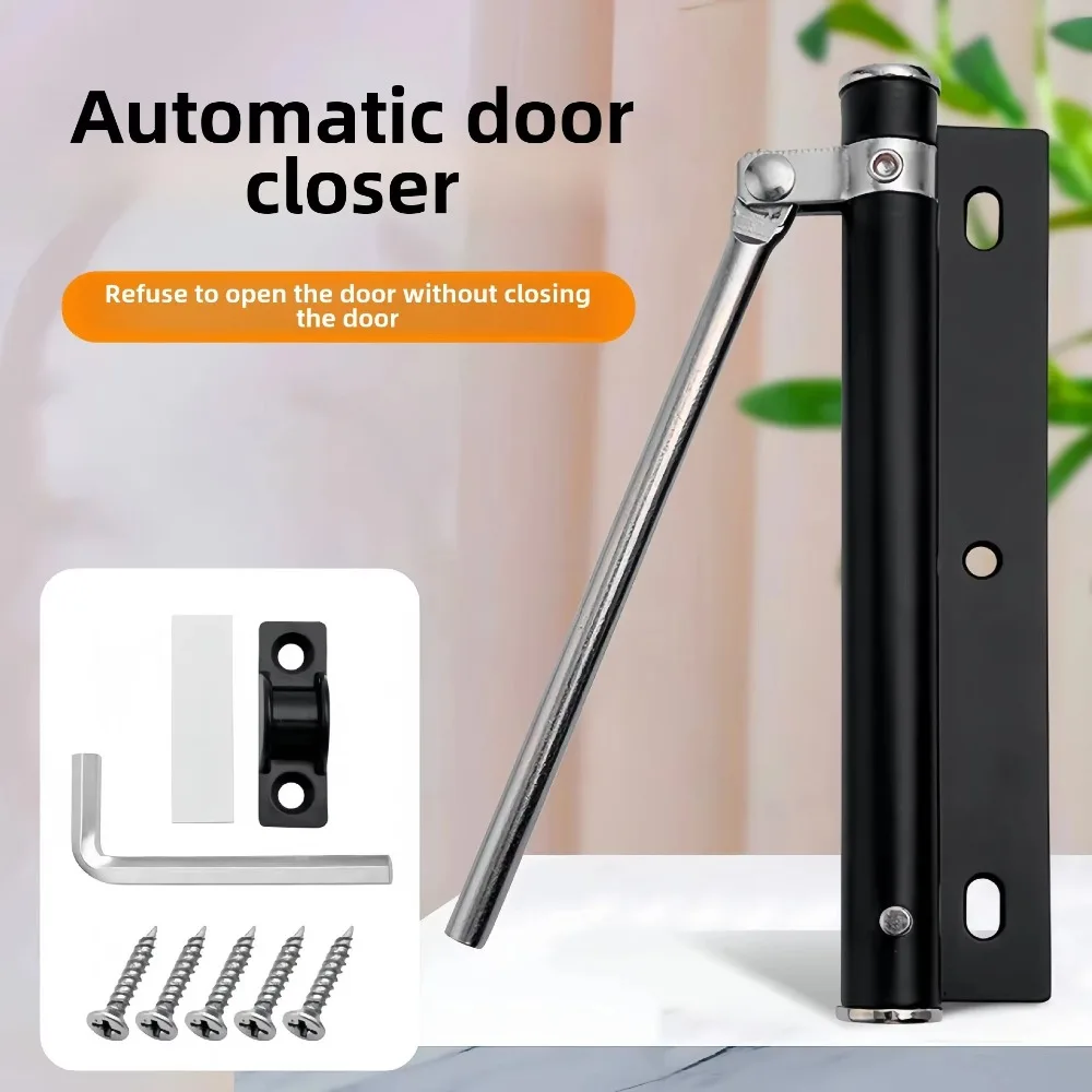 Stainless Steel Automatic Door Closer Anti-Collision Push-Pull Door Silent Door Closer Easy Home Use Hydraulic Adjustable