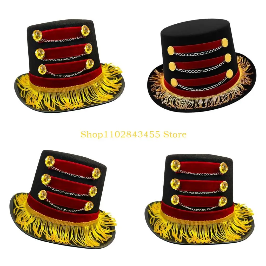 49MC Gentleman Circus Tasseled Gentleman Hat Unisex Theater Performances Headpiece