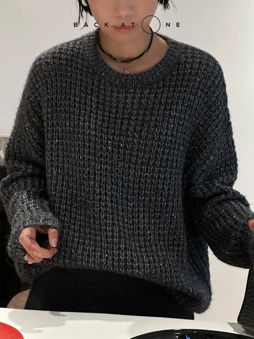 

Модный универсальный вязаный свитер с тибетскими бусинами, светящийся в темноте, в стиле Galaxy, повседневный, свободного кроя, с круглым вырезом, для женщин