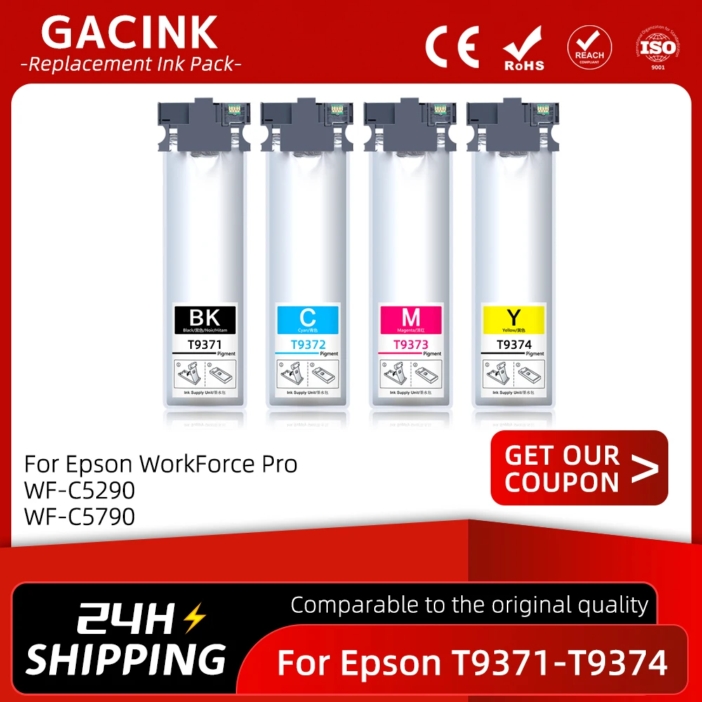 

T9371 T9372 T9373 T9374 Replacement Ink Pack For Epson WorkForce Pro WF-C5290 WF-C5790 Printer Ink Cartridge