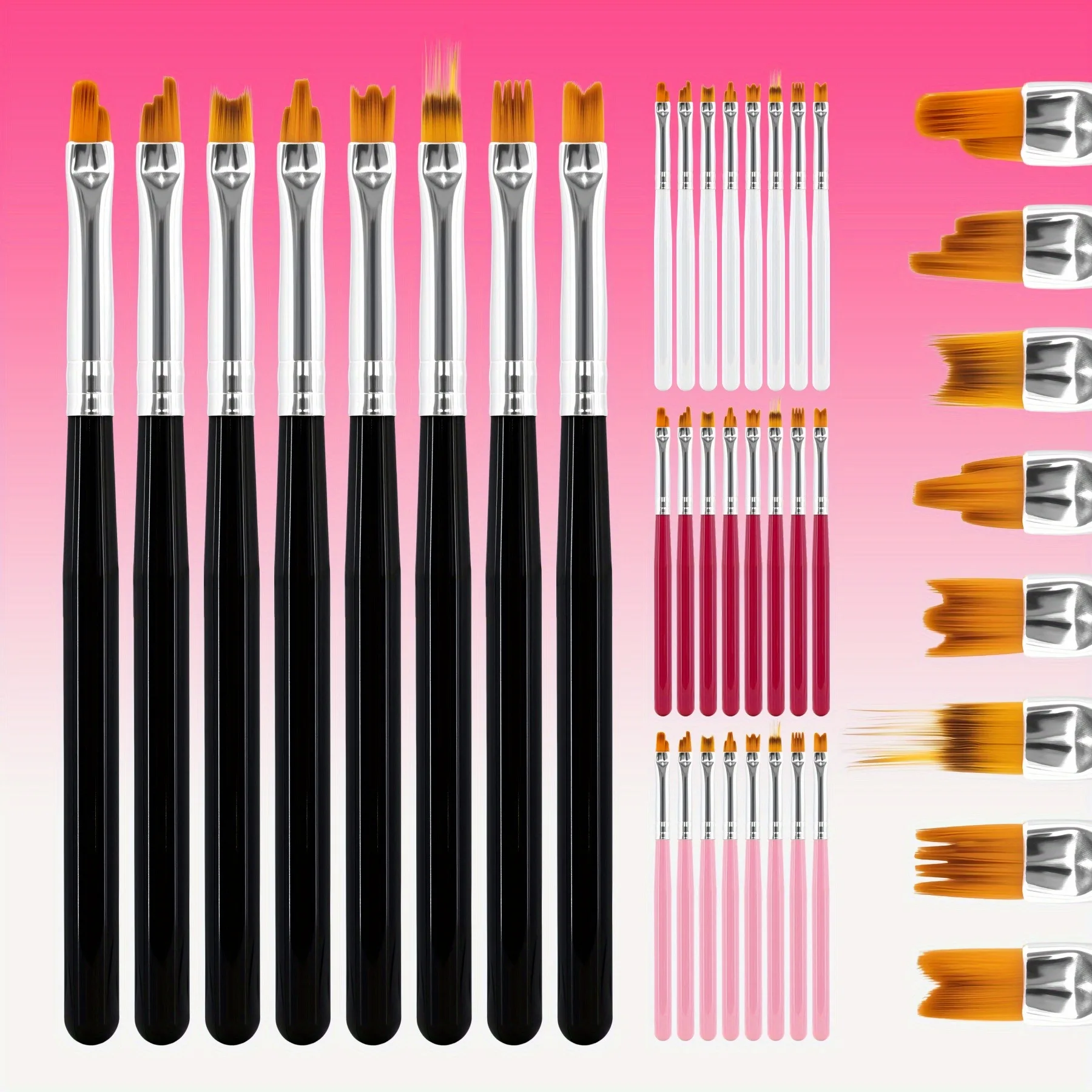 8pcs/set Nail Art Brush Lace Ombre Design Acrylic Nail Gradient Pen DIY UV Gel Painting Drawing Flowers Manicure Salon Tools