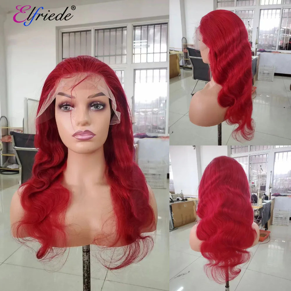 

Elfriede Body Wave #Red Human Hair Lace Wigs for Women 4x4 Lace Closure 13X4 13X6 HD Lace Frontal Wig 100% Remy Human Hair Wigs