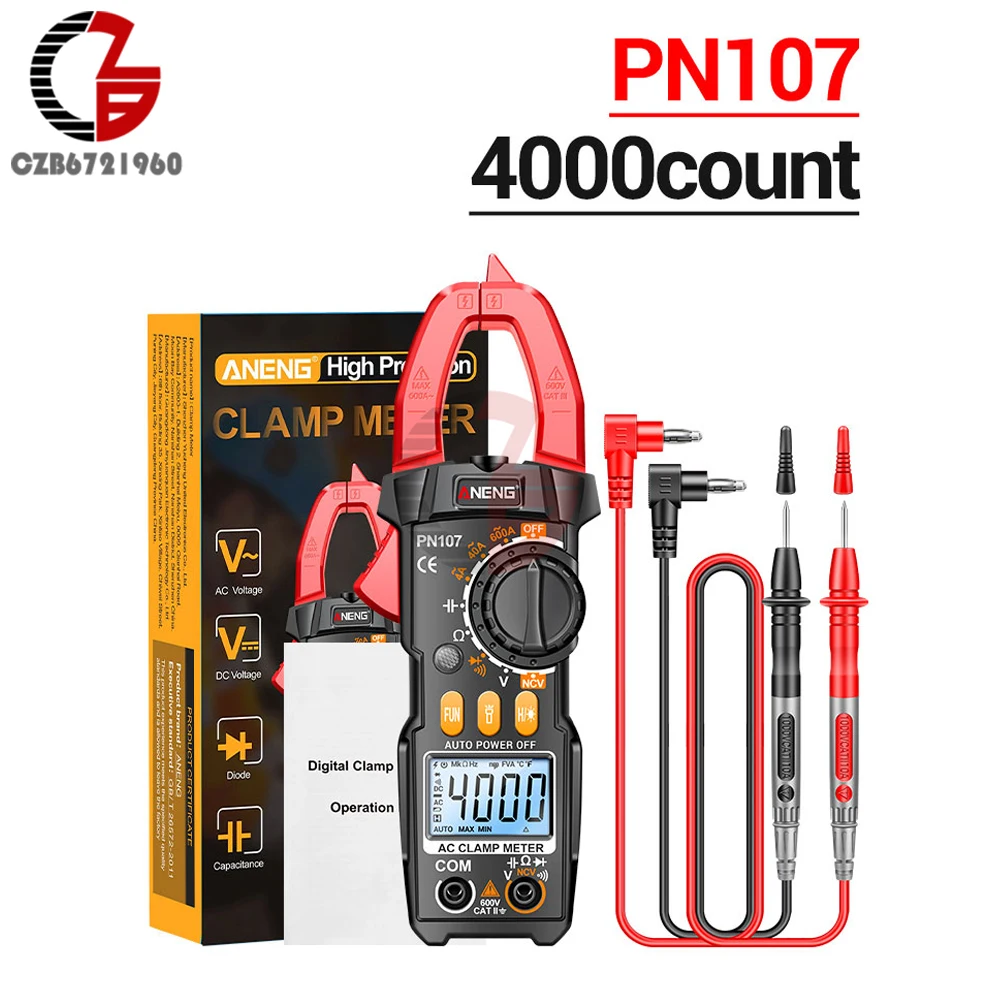 ANENG PN107 4000 Count Digital Multimeter Clamp Meter DC AC Current Tester Voltmeter Ammeter NCV Diode Professional Repai Tools