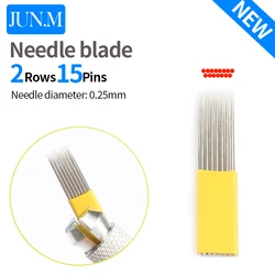10/50/100pcs Microblading Eyebrow Needles 2row 15 17Pin Tattoo Blade Needles For Manual Pen Pigment Eyebrow  Lip Makeup Supplies
