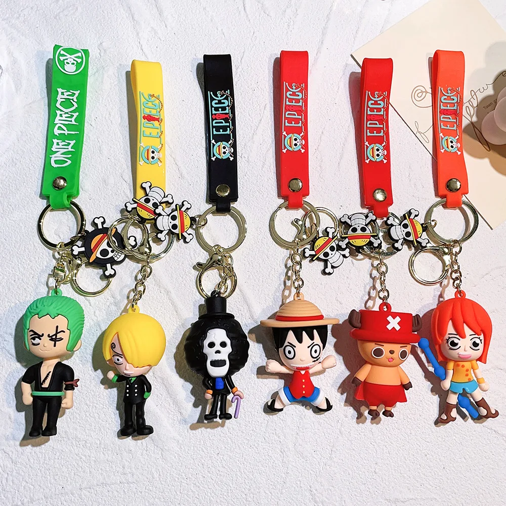 Cartoon Anime One Piece Keychain Luffy Zoro Sanji Key Chain Llaveros Porte Clé Keyring Doll Bag Charm Pendent Car Keychains