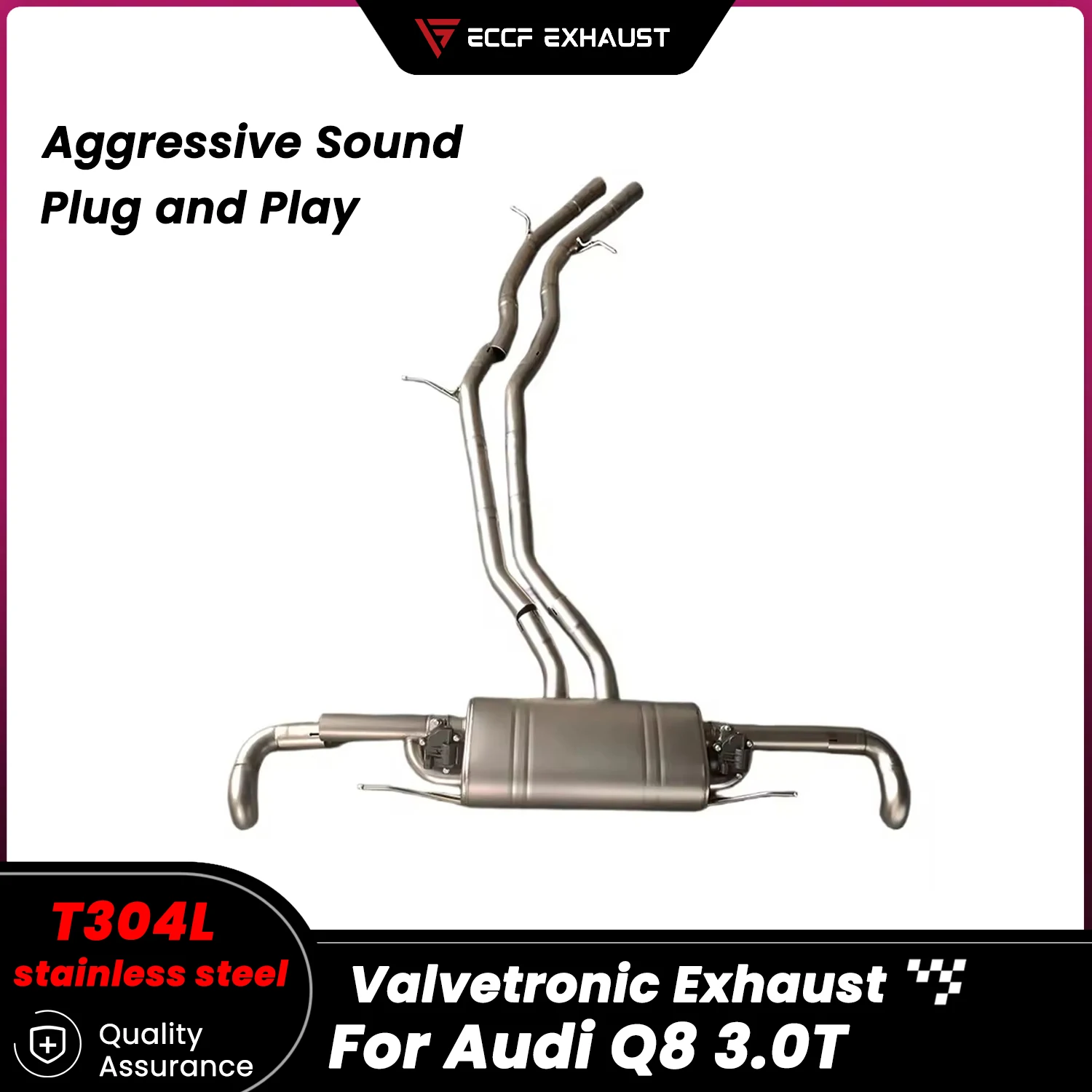

Valvetronic Exhaust Stainless Steel Catback Exhaust for Audi Q8 3.0T Freely Adjustable Sound Control Easy Installation