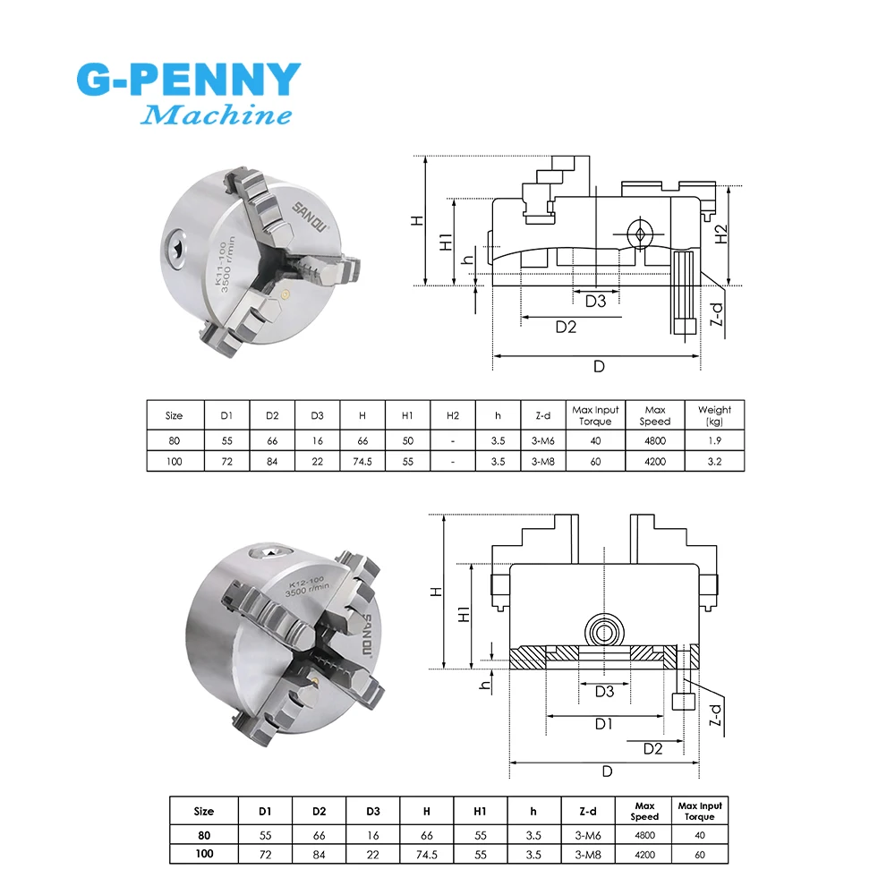 3/4Jaw 100mm CNC 4th Axis CNC dividing head/Rotation Axis/A axis kit Nema23 Gapless harmonic gearbox + Tailstock for CNC Machine